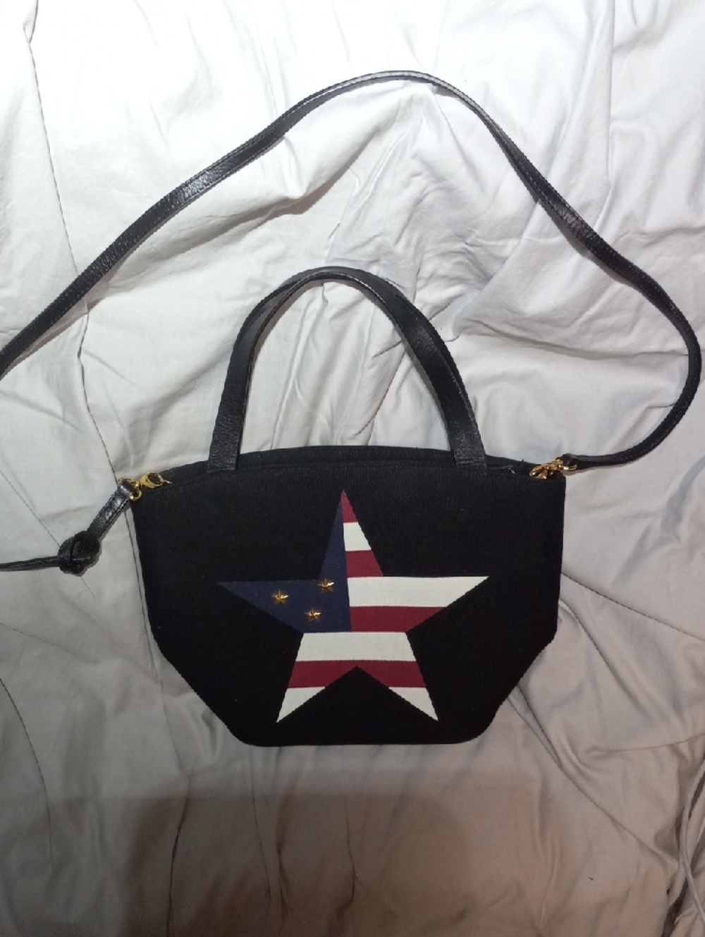 Monsac Black Mini Tote with Americana Star Accent